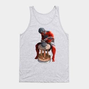 Ogre Spinning Japanese Pots Fantasy Image Tank Top